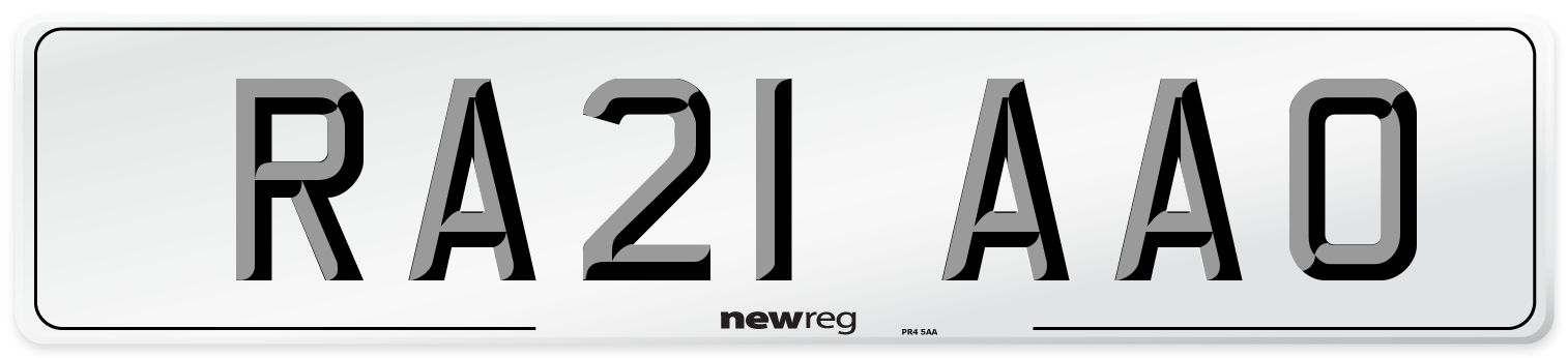 RA21 AAO Number Plate from New Reg